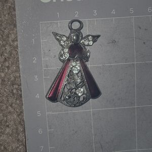 Source Unknown Red and Silver Angel Necklace